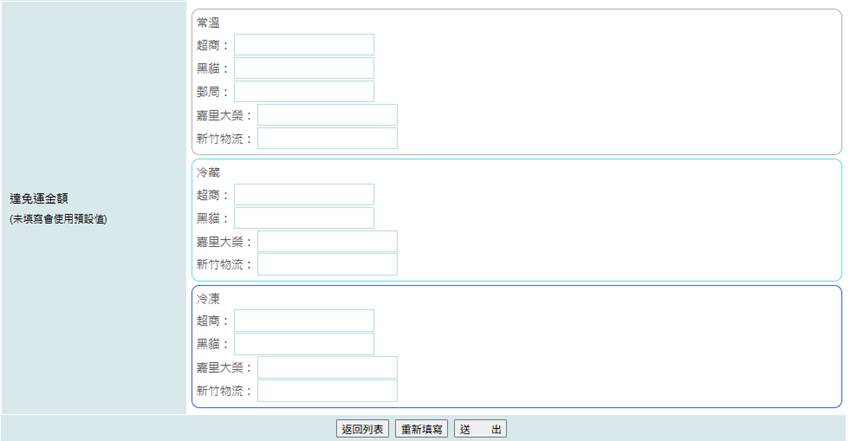 會員等級運費設定